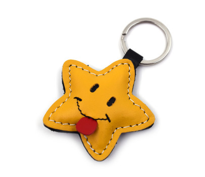 Cheeky Star Leather Keychain