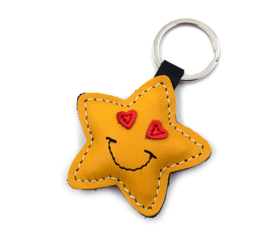 Star in Love Leather Keychain