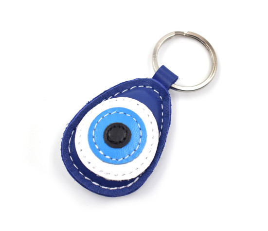 Evil Eye Leather Keychain