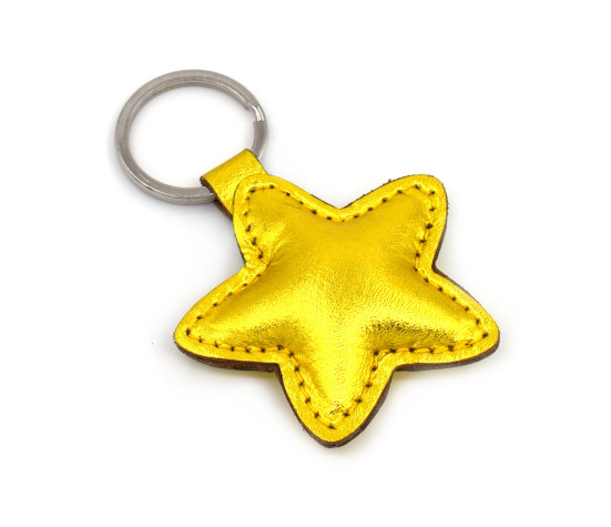 Golden Star Leather Keychain