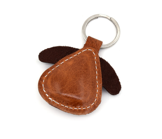 Brauner Hund Leder Schlüsselanhänger