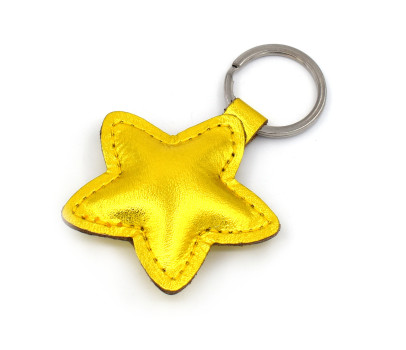 Goldener Stern Leder Schlüsselanhänger