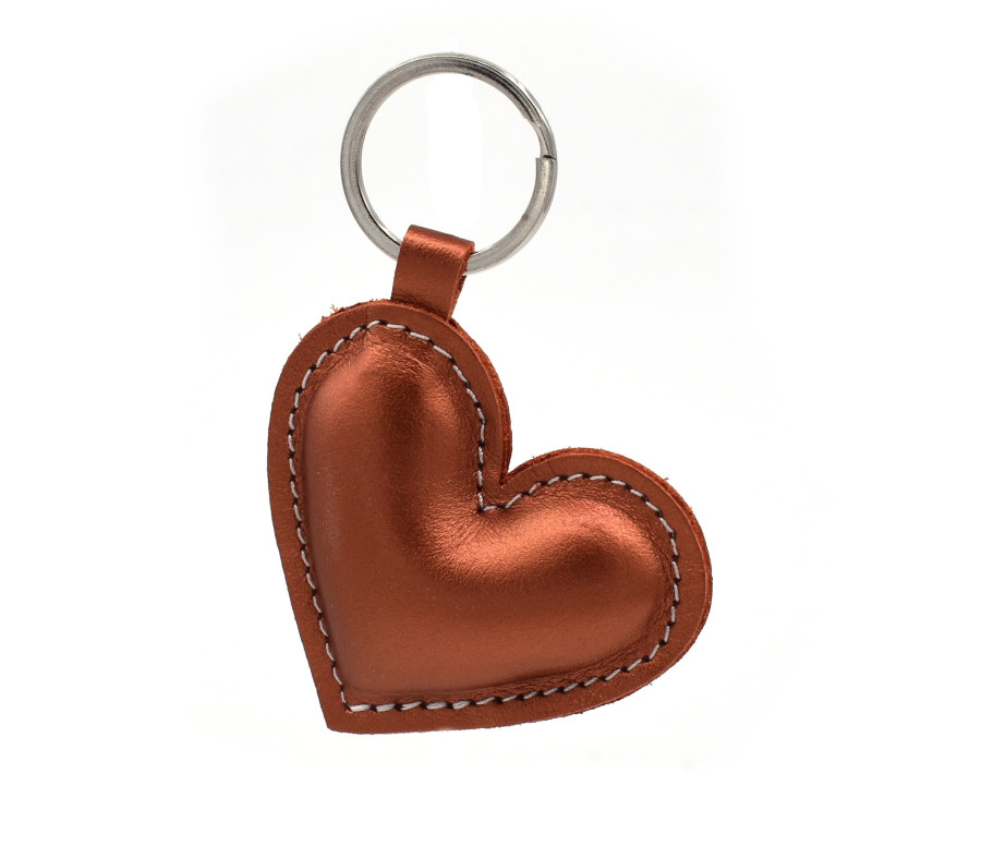 Copper Heart Leather Keychain