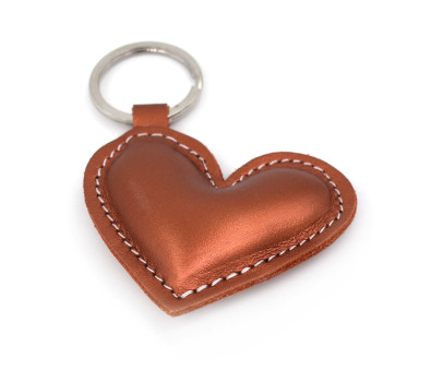 Copper Heart Leather Keychain
