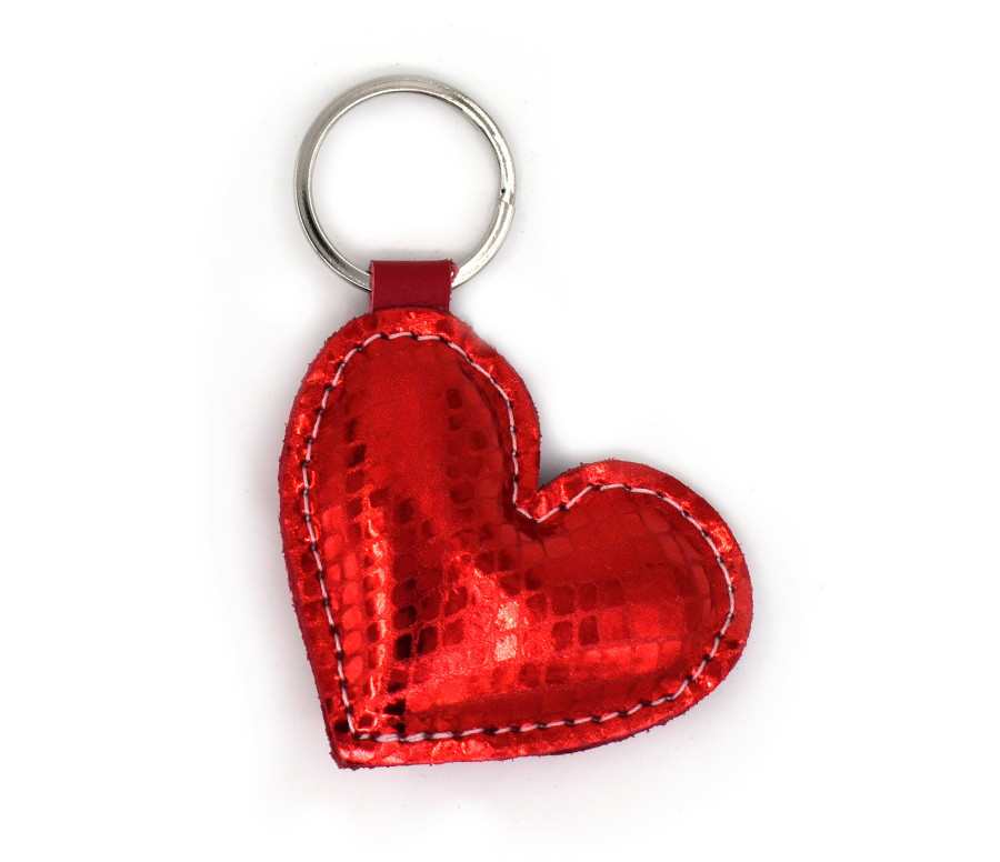Disco Heart Leather Keychain