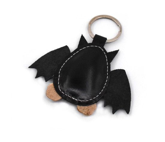 Black Bat Leather Keychain