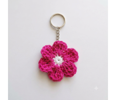 Flower Crocheted Keychain – Handmade