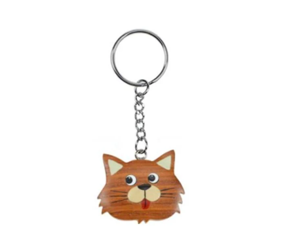 Cat Head Wooden Keychain | Mamiwerk