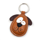 Brauner Hund 2 Leder Schlüsselanhänger