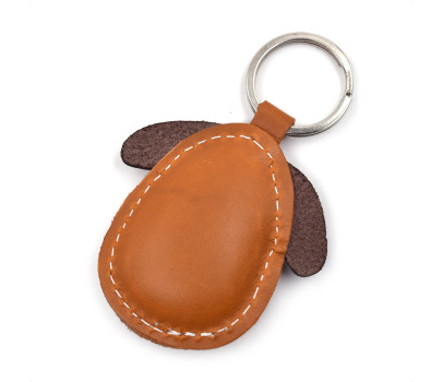 Brown Dog 2 Leather Keychain