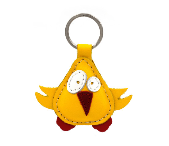 Yellow Chick Leather Keychain