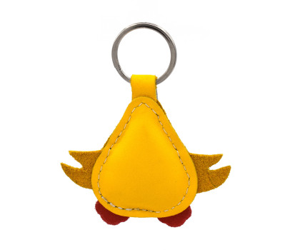 Yellow Chick Leather Keychain