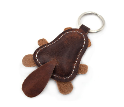 Brown Beaver Leather Keychain