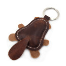 Brauner Biber Leder Schlüsselanhänger