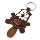 Brown Beaver Leather Keychain