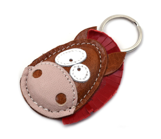 Brown Horse Leather Keychain