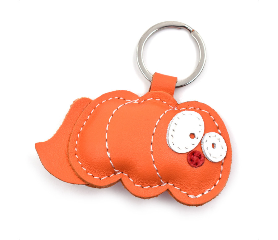 Caterpillar Leather Keychain