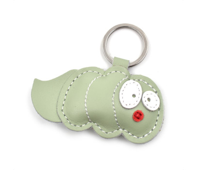 Caterpillar Leather Keychain