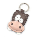Brown Hippo Leather Keychain