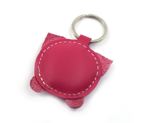 Pink Pig Leather Keychain