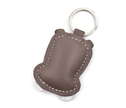 Brown Hippo Leather Keychain