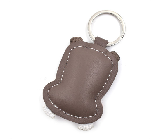 Brown Hippo Leather Keychain