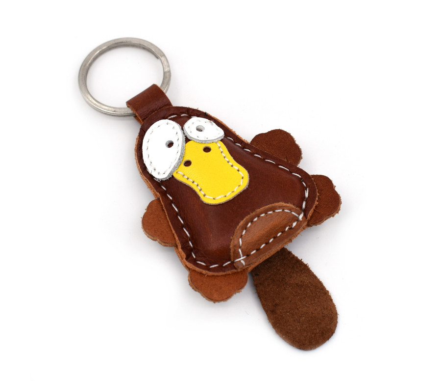 Brauner Schnabeltier Leder Schlüsselanhänger