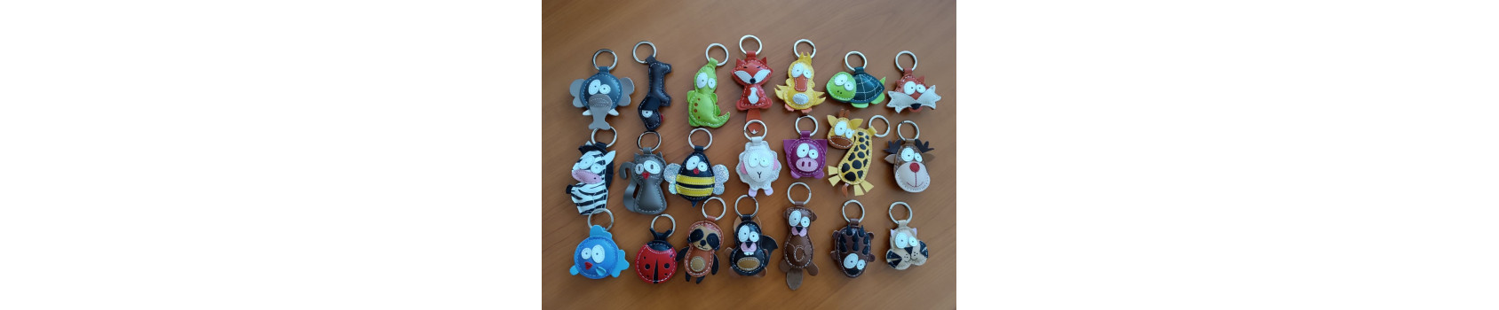 Leather keychains with animals